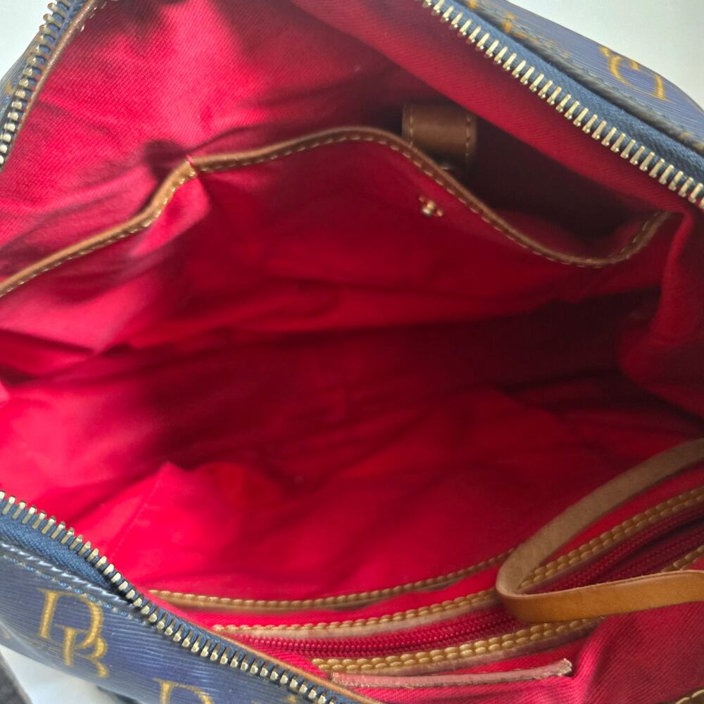 Dooney and Bourke 1975 Signature Collins Navy Shoulder Bag Coated Canvas Leather - Picture 5 of 10